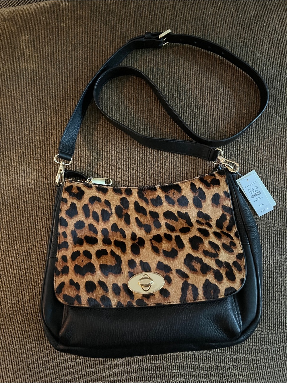Talbots Leopard Print Crossbody with Black Trim